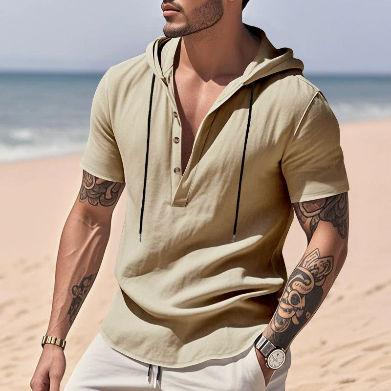 Lässiges Herren-Hoodie aus Leinen – Leicht, lässig & cool im Küstenstil | YH-CW15