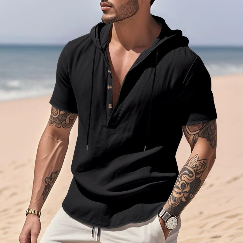 Lässiges Herren-Hoodie aus Leinen – Leicht, lässig & cool im Küstenstil | YH-CW15