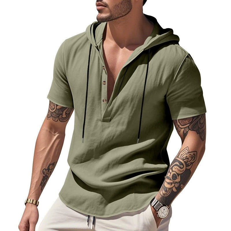 Lässiges Herren-Hoodie aus Leinen – Leicht, lässig & cool im Küstenstil | YH-CW15