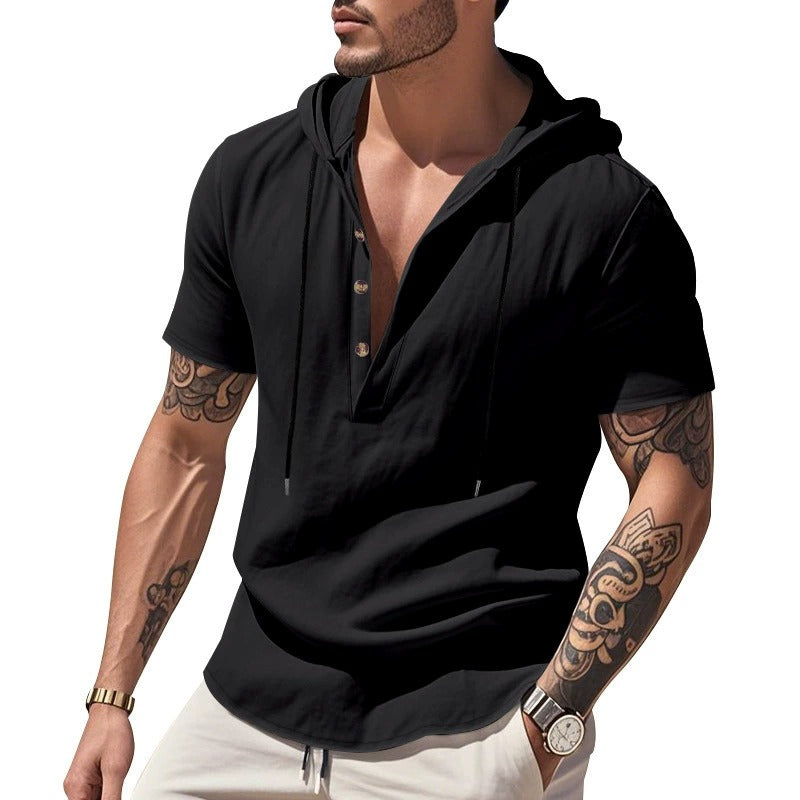 Lässiges Herren-Hoodie aus Leinen – Leicht, lässig & cool im Küstenstil | YH-CW15