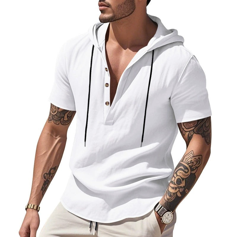 Lässiges Herren-Hoodie aus Leinen – Leicht, lässig & cool im Küstenstil | YH-CW15