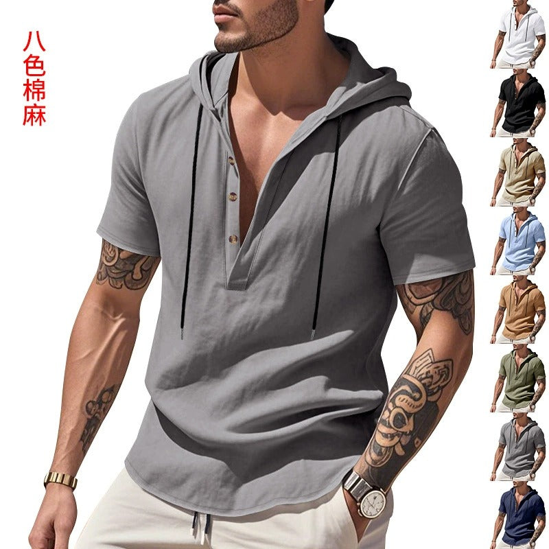 Lässiges Herren-Hoodie aus Leinen – Leicht, lässig & cool im Küstenstil | YH-CW15