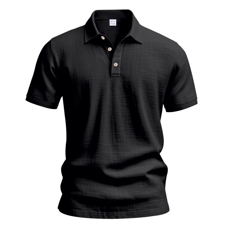 Herren-Poloshirt aus Leinen im britischen Gentleman-Stil, lockere Passform, Sommer, kurze Ärmel | YHBKCS-20