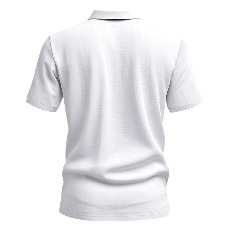 Herren-Poloshirt aus Leinen im britischen Gentleman-Stil, lockere Passform, Sommer, kurze Ärmel | YHBKCS-20