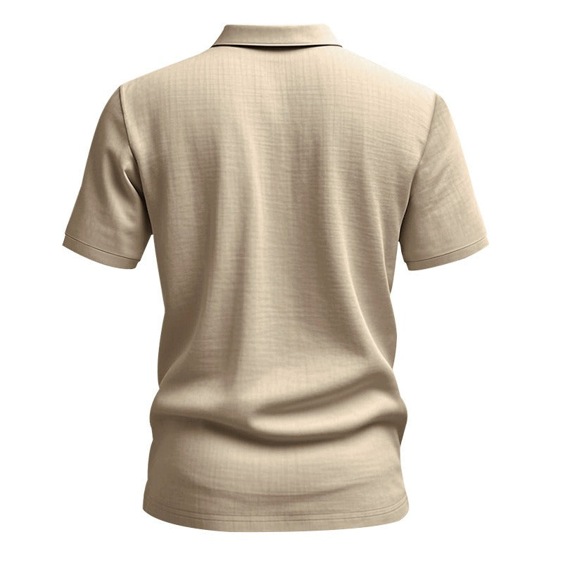 Herren-Poloshirt aus Leinen im britischen Gentleman-Stil, lockere Passform, Sommer, kurze Ärmel | YHBKCS-20