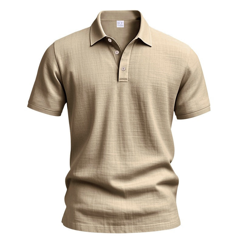 Herren-Poloshirt aus Leinen im britischen Gentleman-Stil, lockere Passform, Sommer, kurze Ärmel | YHBKCS-20