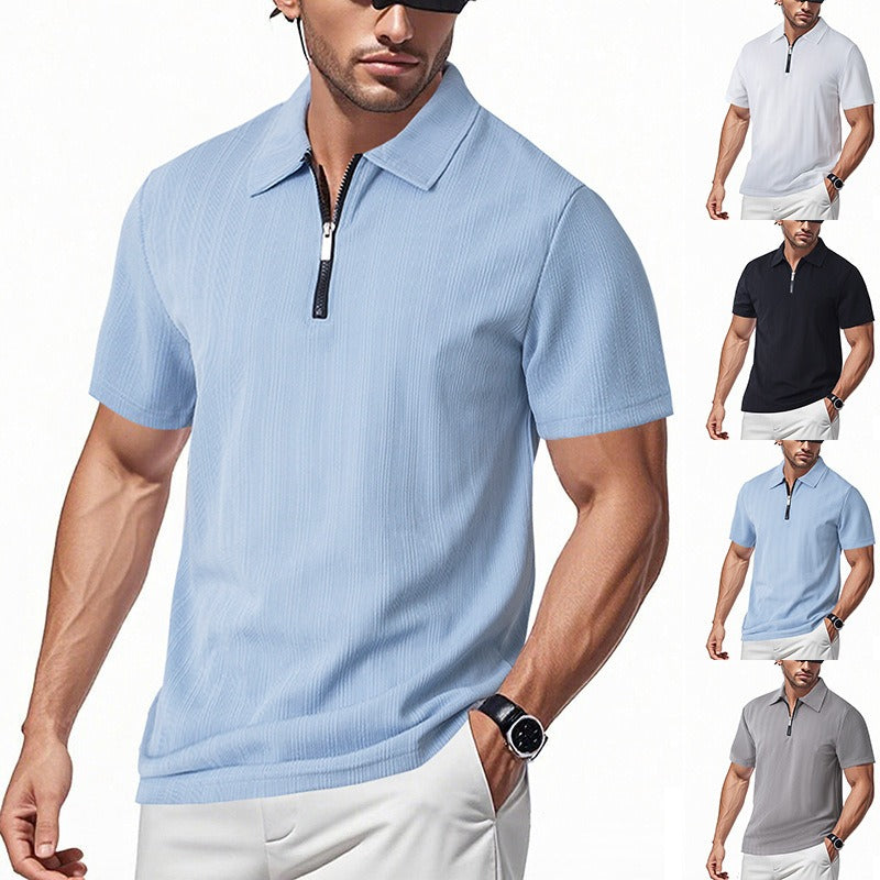 Herren Slim-Fit Stretch Jacquard Poloshirt – 2025 Frühjahr/Sommer Casual Top | YHZH-17
