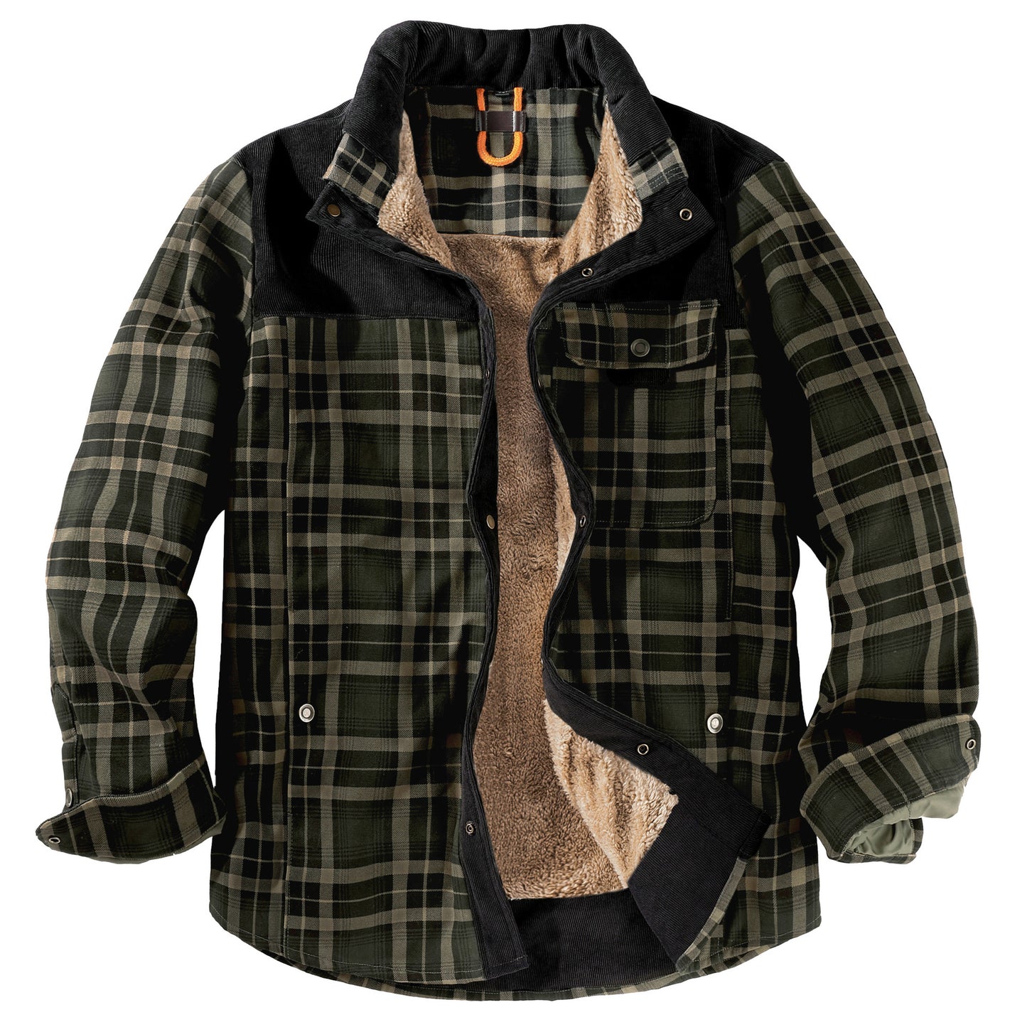 Herren Patchwork Cord Karo Hemd Jacke Übergröße Samtgefüttert Lässiges Winteroberteil | 3251