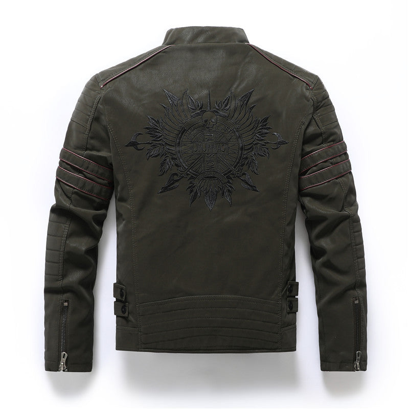 Herren PU-gebürstete weiche Wildlederjacke, modischer Blazer mit mehreren Stickereien | 8809