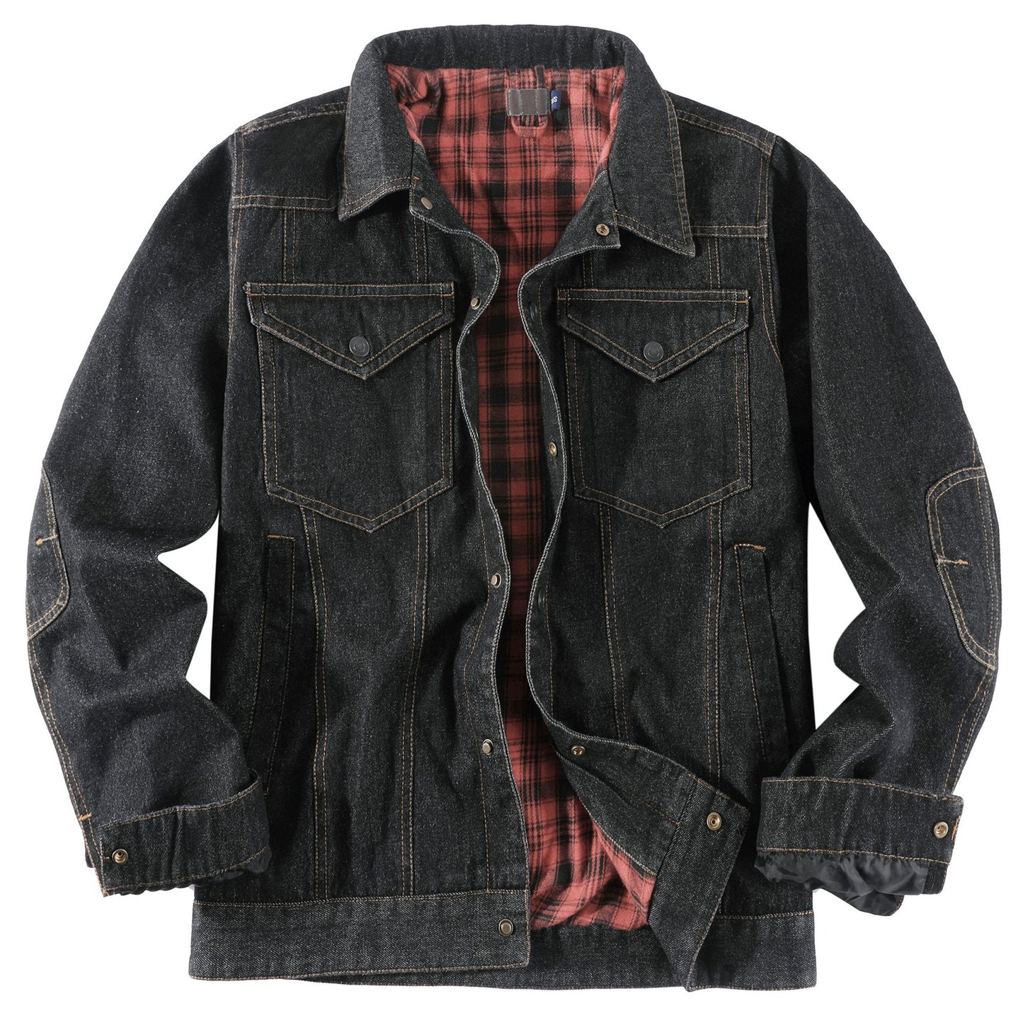 Herren-Truckerjacke im Western-Karo-Flanell-Stil in großer Größe, lässige Jeans-Oberbekleidungsjacke | 3270