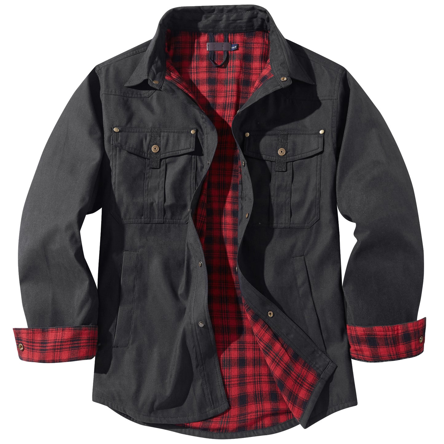 Herren Karojacke Langarm Button-Down Flanelljacke mit Taschen für Streetwear | 3268