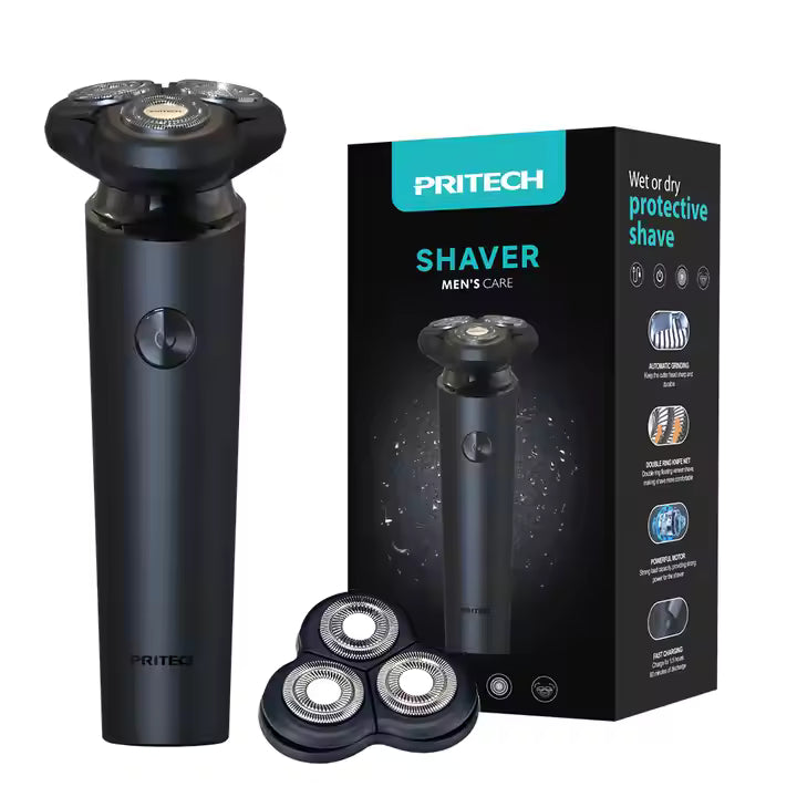 PRITECH Wasserdichter 3D-Schwimm-Bartschneider, USB-C, wiederaufladbarer Nass- und Trockenrasierer | RSM-1938