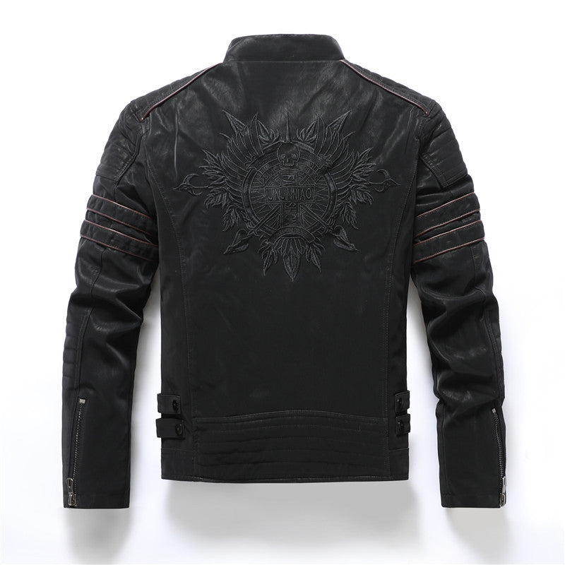 Herren PU-gebürstete weiche Wildlederjacke, modischer Blazer mit mehreren Stickereien | 8809