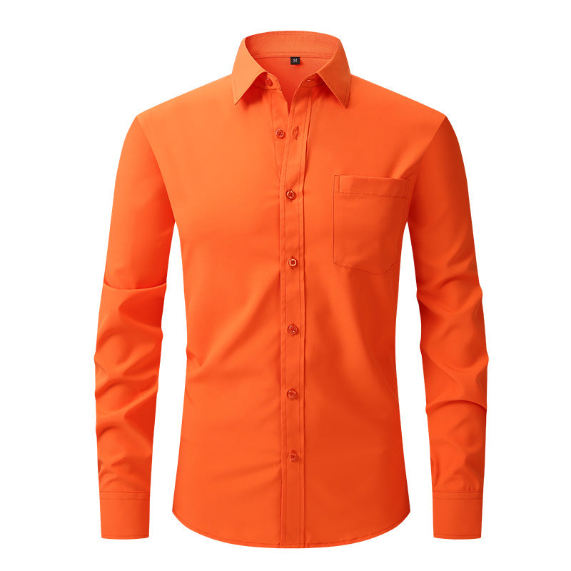 Herren Elastizität Formelles Hemd Langarm Hochzeit Slim Fit Bügelfreie Hemden Top | W7
