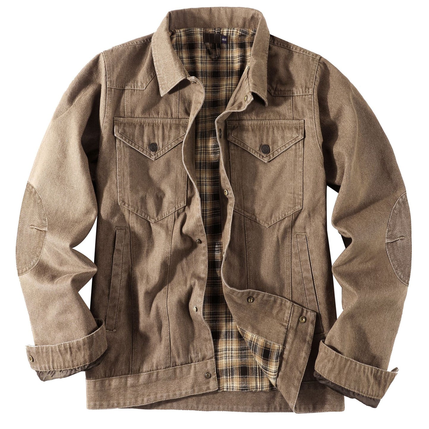 Herren-Truckerjacke im Western-Karo-Flanell-Stil in großer Größe, lässige Jeans-Oberbekleidungsjacke | 3270