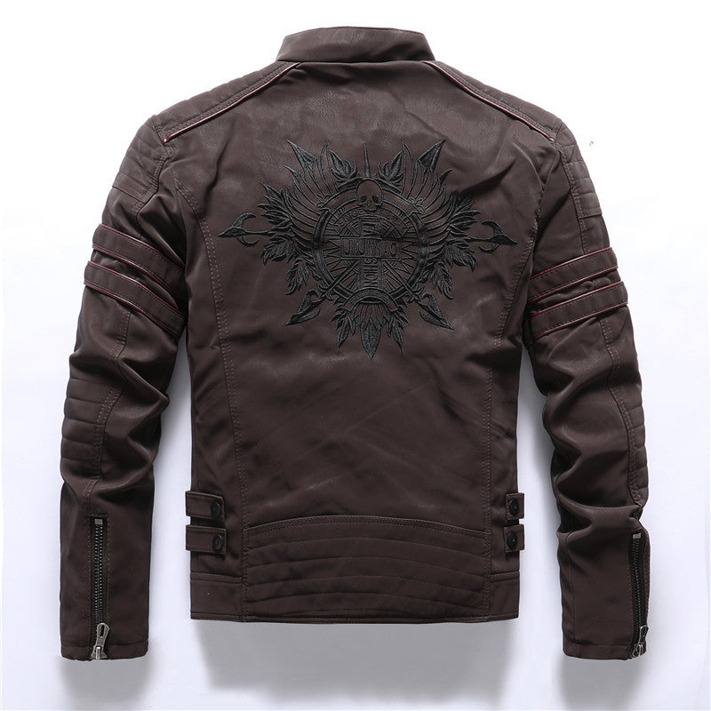 Herren PU-gebürstete weiche Wildlederjacke, modischer Blazer mit mehreren Stickereien | 8809