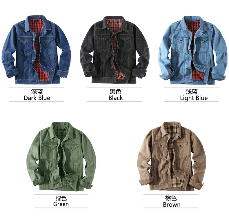 Herren-Truckerjacke im Western-Karo-Flanell-Stil in großer Größe, lässige Jeans-Oberbekleidungsjacke | 3270