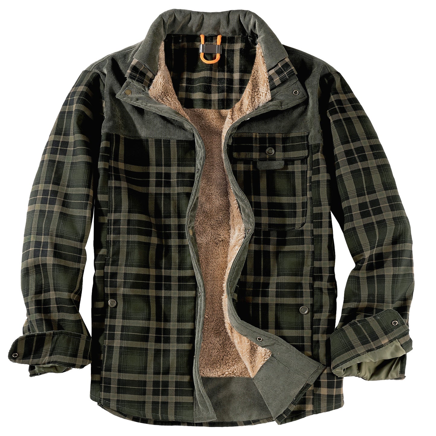 Herren Patchwork Cord Karo Hemd Jacke Übergröße Samtgefüttert Lässiges Winteroberteil | 3251