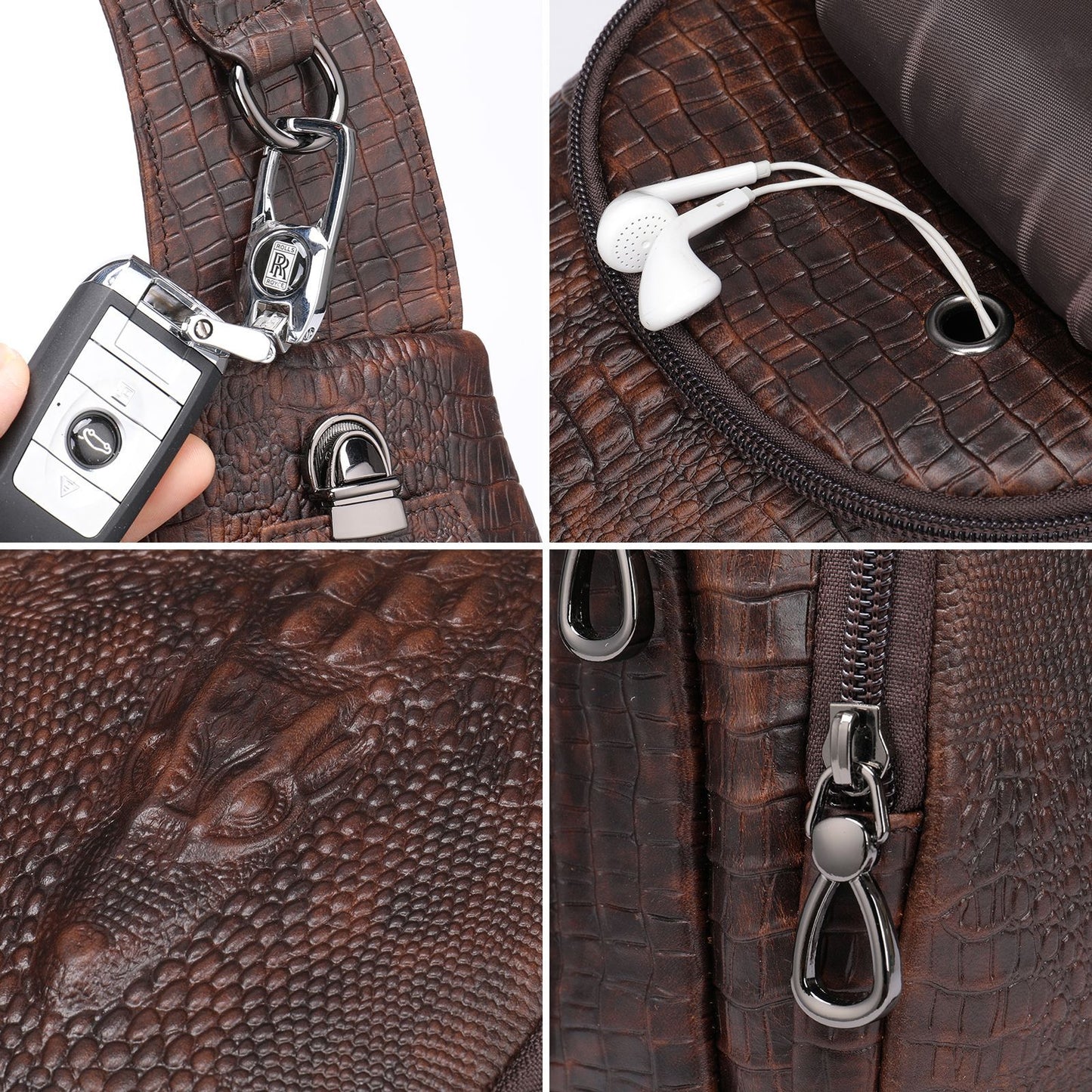 Herren Business Umhängetasche Elegantes Krokodilmuster für professionellen Stil | 9076
