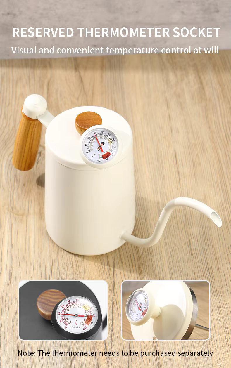 Pour Over Kaffeekessel – 600 ml Edelstahl-Handtropfkessel mit Holzgriff UK | NB-ZT2020