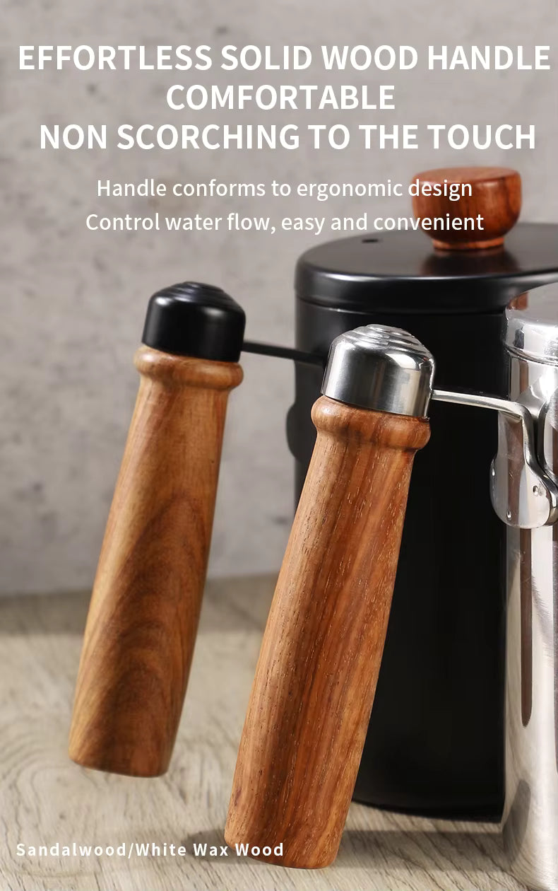 Pour Over Kaffeekessel – 600 ml Edelstahl-Handtropfkessel mit Holzgriff UK | NB-ZT2020