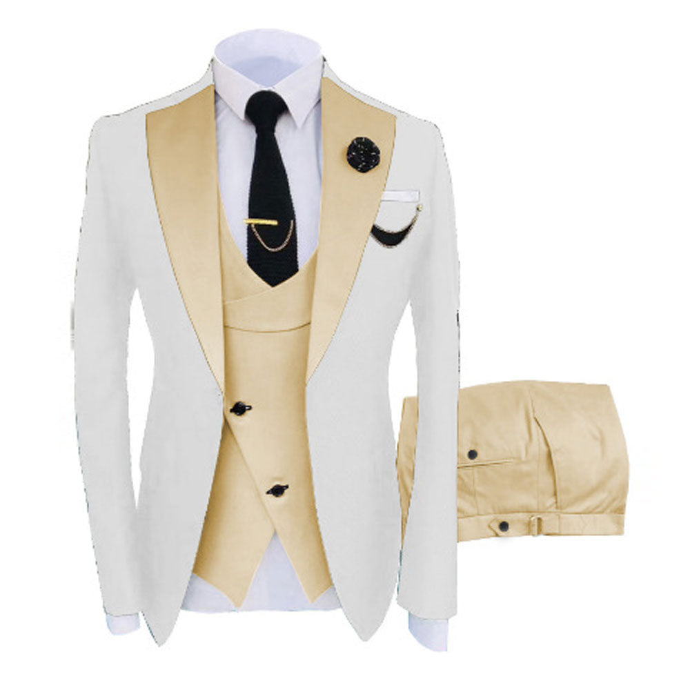 Herrenanzug, 3-teilig, maßgeschneidert, zweifarbig, für den Bräutigam, Hochzeit, Slim Fit, Blazer, Jacke, Weste, Hose, Smoking | LR908