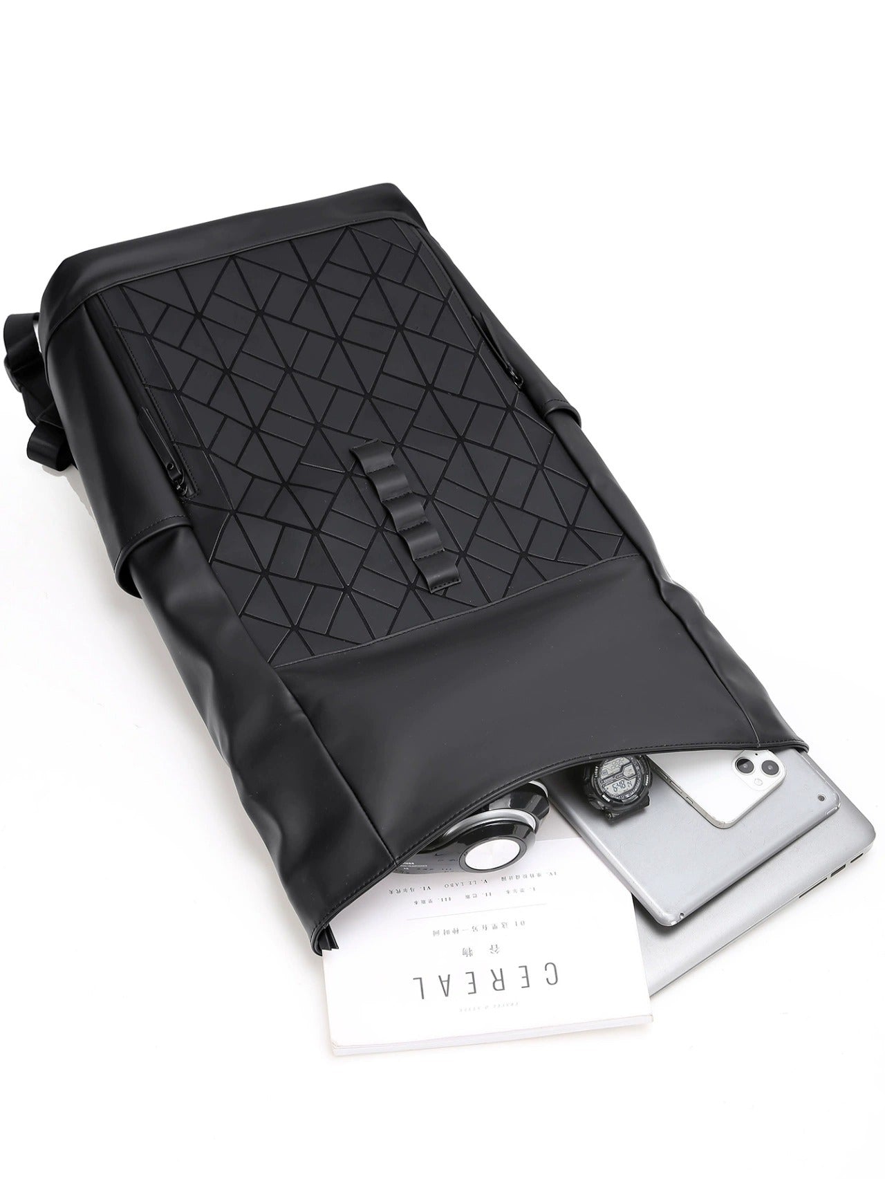 OMASKA Reflective Geometric Backpack – Wasserdichte, trendige 14-Zoll-Laptoptasche | 8605