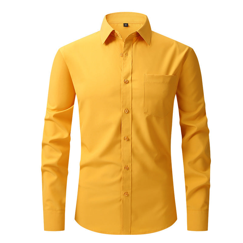 Herren Elastizität Formelles Hemd Langarm Hochzeit Slim Fit Bügelfreie Hemden Top | W7