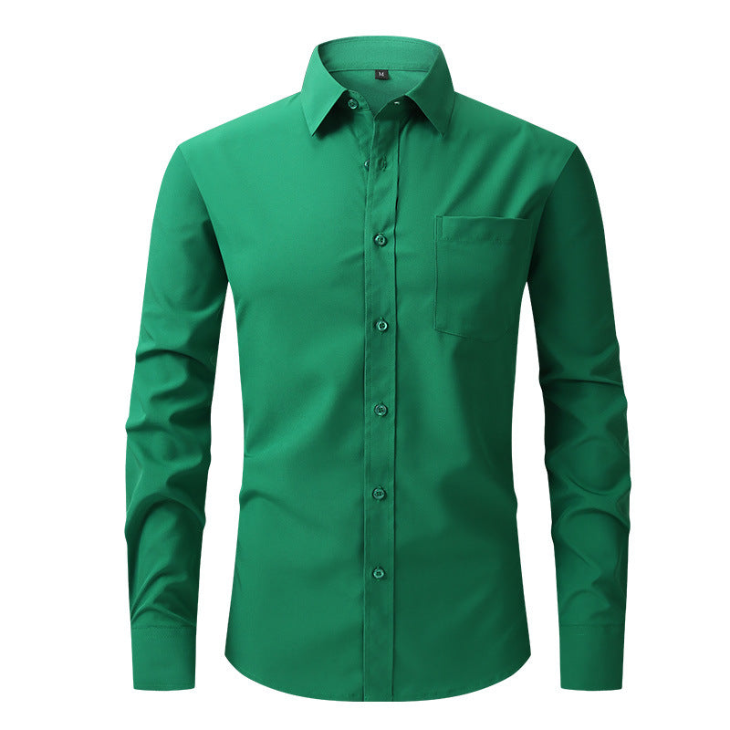 Herren Elastizität Formelles Hemd Langarm Hochzeit Slim Fit Bügelfreie Hemden Top | W7