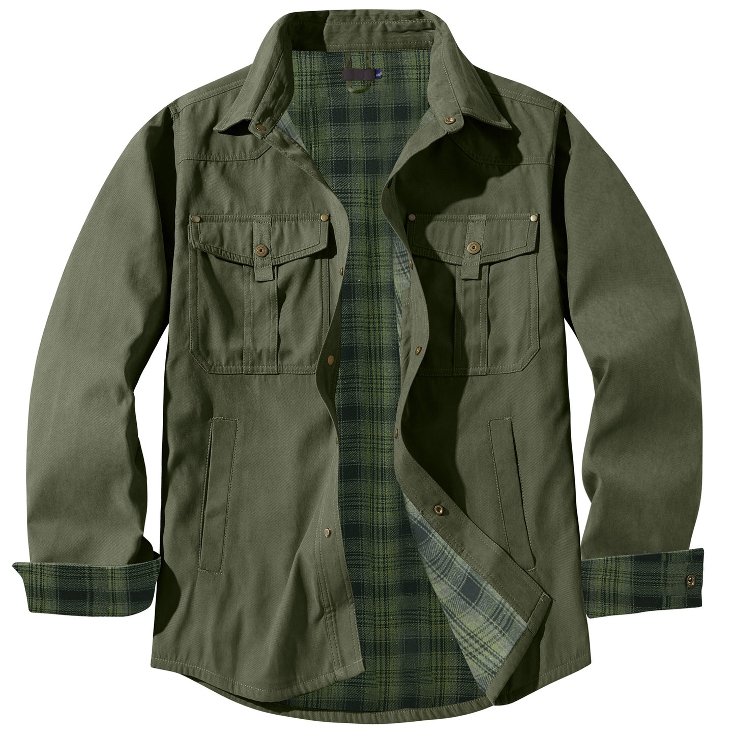 Herren Karojacke Langarm Button-Down Flanelljacke mit Taschen für Streetwear | 3268