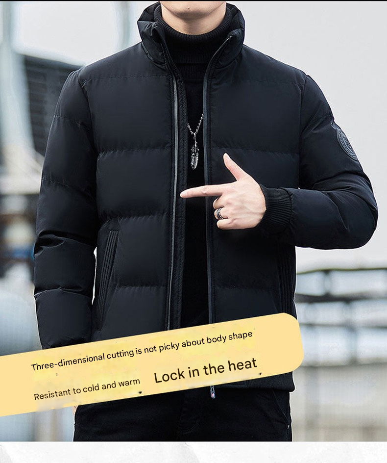 Dicke Winter-Daunenjacke für Herren – Warmer Baumwollmantel mit Stehkragen für europäische Winter 8668