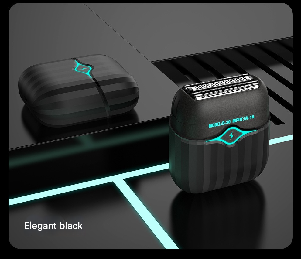 Tragbarer elektrischer Mini-Rasierer, waschbar, kleines quadratisches Box-Design für die Männerpflege | D30
