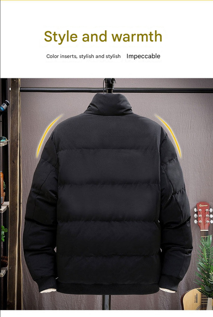 Dicke Winter-Daunenjacke für Herren – Warmer Baumwollmantel mit Stehkragen für europäische Winter 8668
