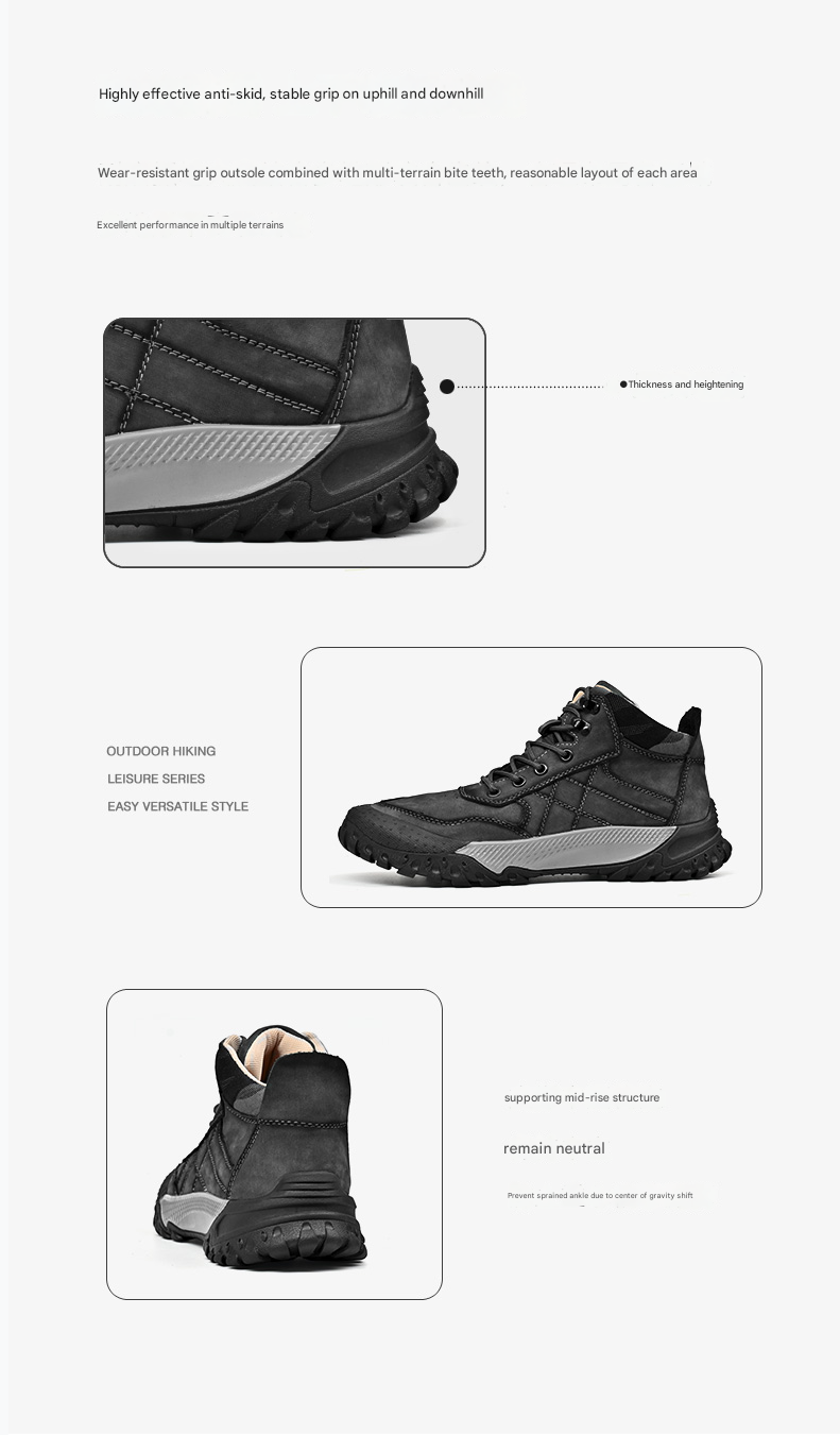 Herren-Wanderschuhe aus echtem Leder, High-Top-Outdoor-Martin-Stiefel und trendiges Schuhwerk | 2319
