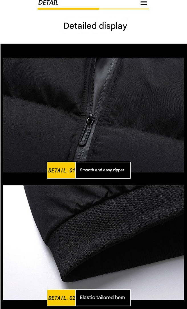 Dicke Winter-Daunenjacke für Herren – Warmer Baumwollmantel mit Stehkragen für europäische Winter 8668