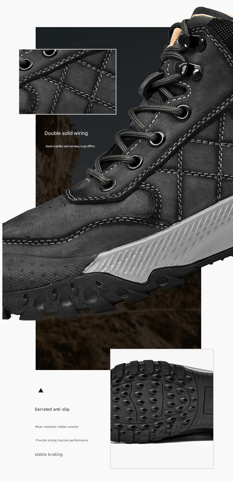 Herren-Wanderschuhe aus echtem Leder, High-Top-Outdoor-Martin-Stiefel und trendiges Schuhwerk | 2319