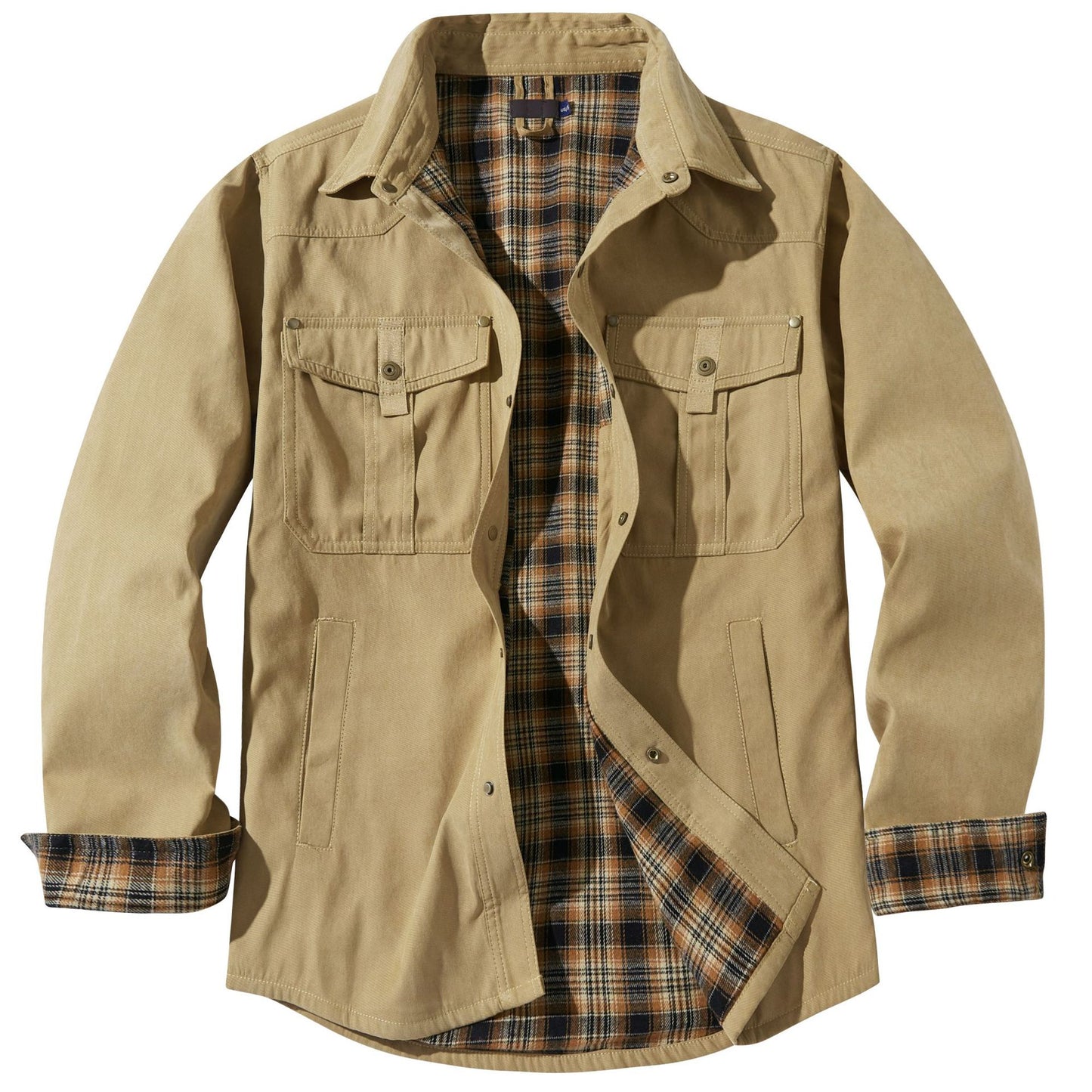 Herren Karojacke Langarm Button-Down Flanelljacke mit Taschen für Streetwear | 3268