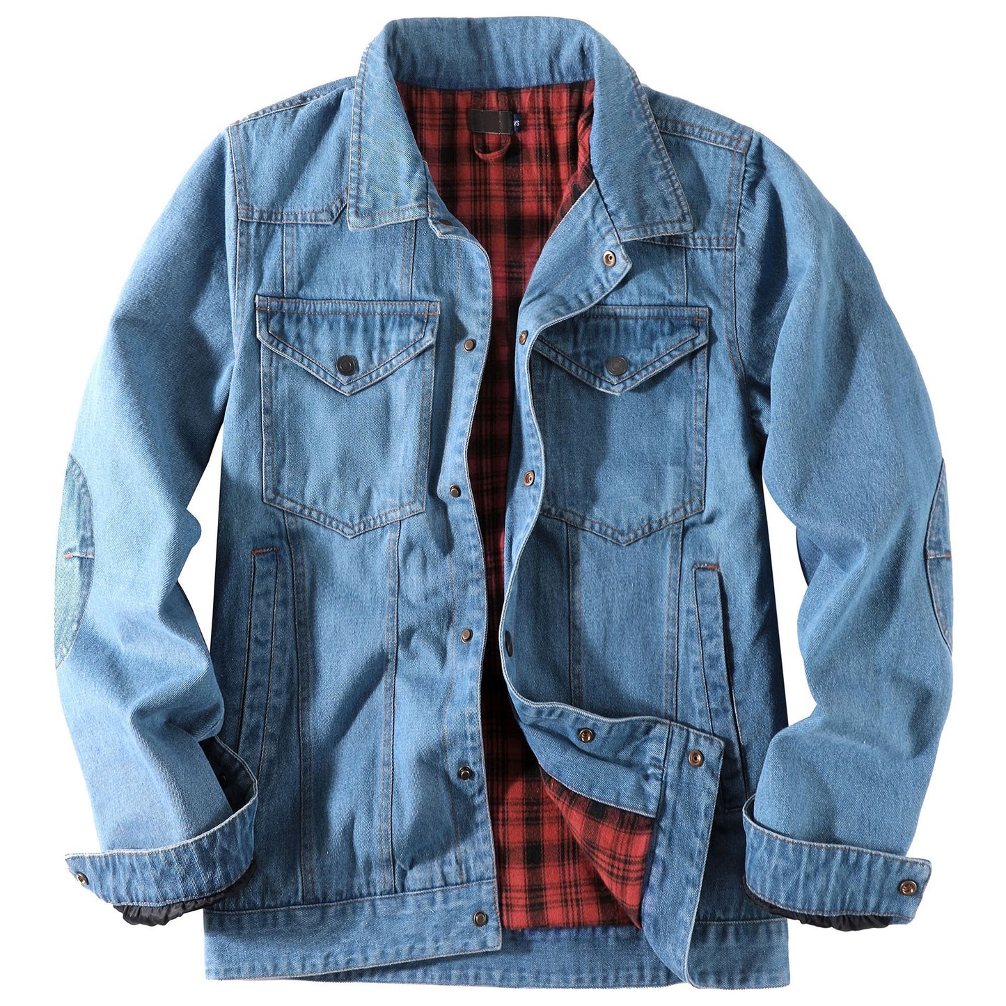 Herren-Truckerjacke im Western-Karo-Flanell-Stil in großer Größe, lässige Jeans-Oberbekleidungsjacke | 3270