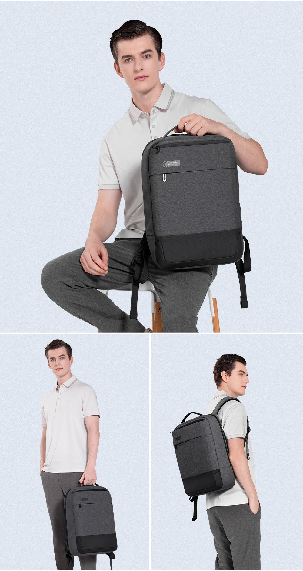 Kingsons Leichter Laptop-Rucksack 15,6 Zoll, schmal, wasserdicht, Business- und Studententasche | 24021