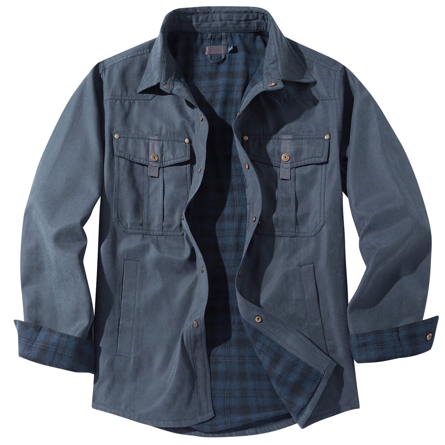Herren Karojacke Langarm Button-Down Flanelljacke mit Taschen für Streetwear | 3268