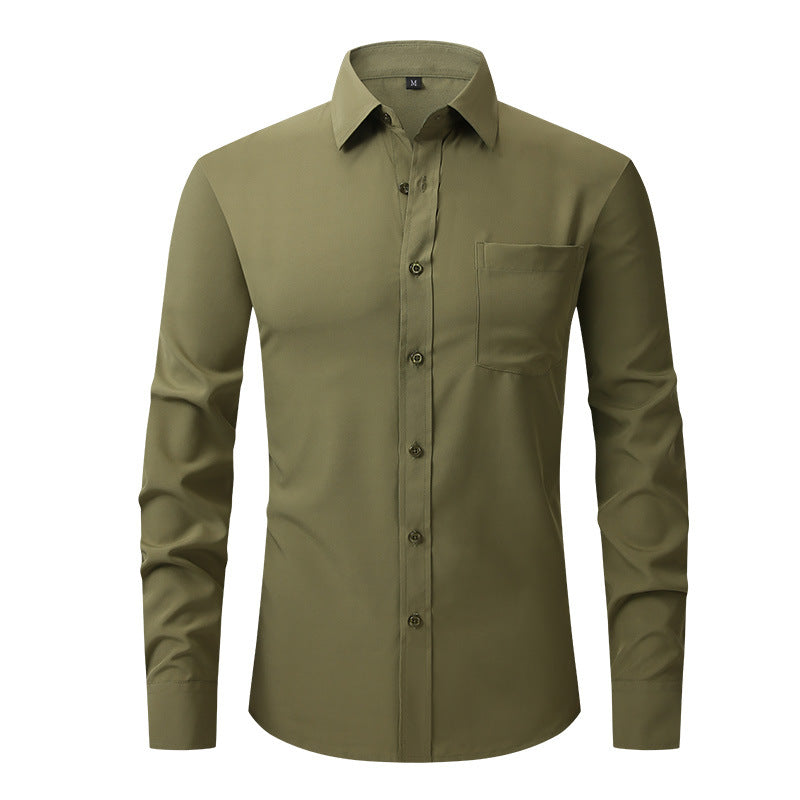 Herren Elastizität Formelles Hemd Langarm Hochzeit Slim Fit Bügelfreie Hemden Top | W7