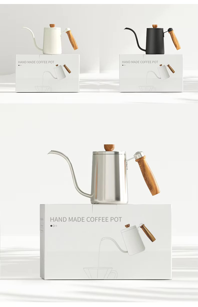 Pour Over Kaffeekessel – 600 ml Edelstahl-Handtropfkessel mit Holzgriff UK | NB-ZT2020