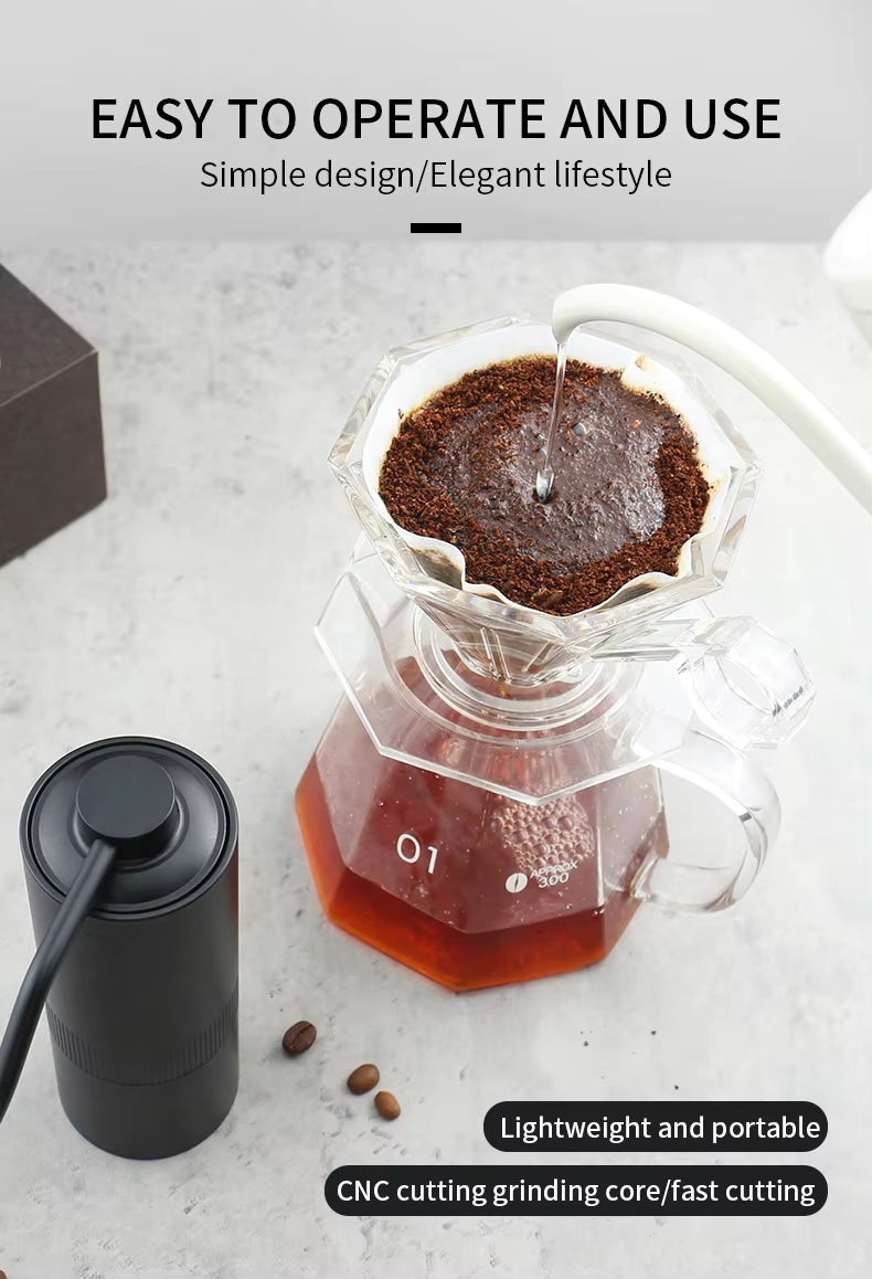 Premium-Kaffeemühle – 15 g tragbares Handkurbel-Kaffeemühlen-Geschenkset | 15G-NB2024