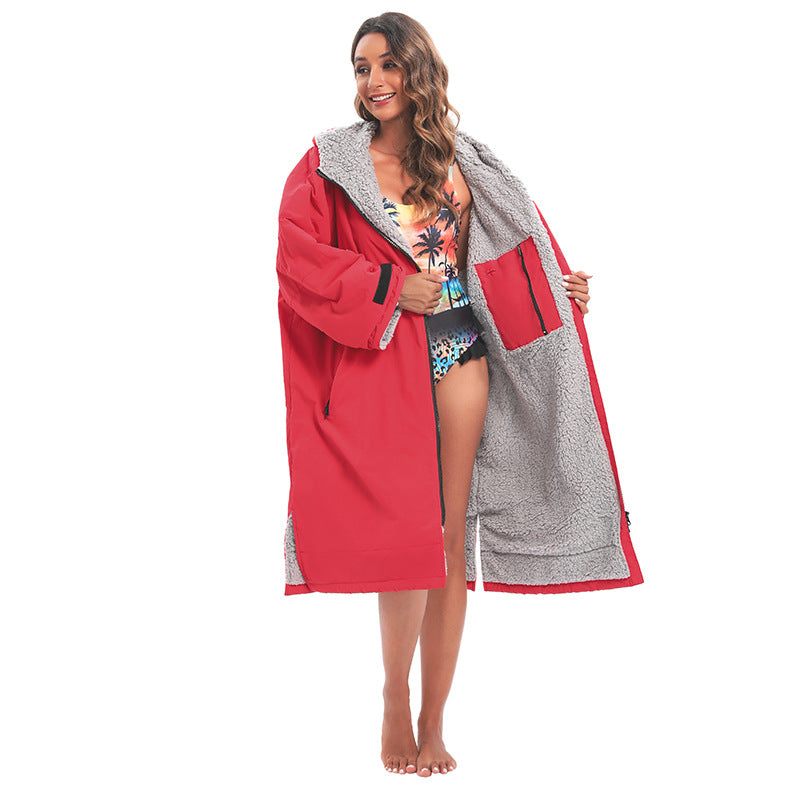 NEWAYSPORT Fleecegefütterter Umkleideponcho – Winddichter Thermomantel zum Surfen und Tauchen | NEWAYSPORT