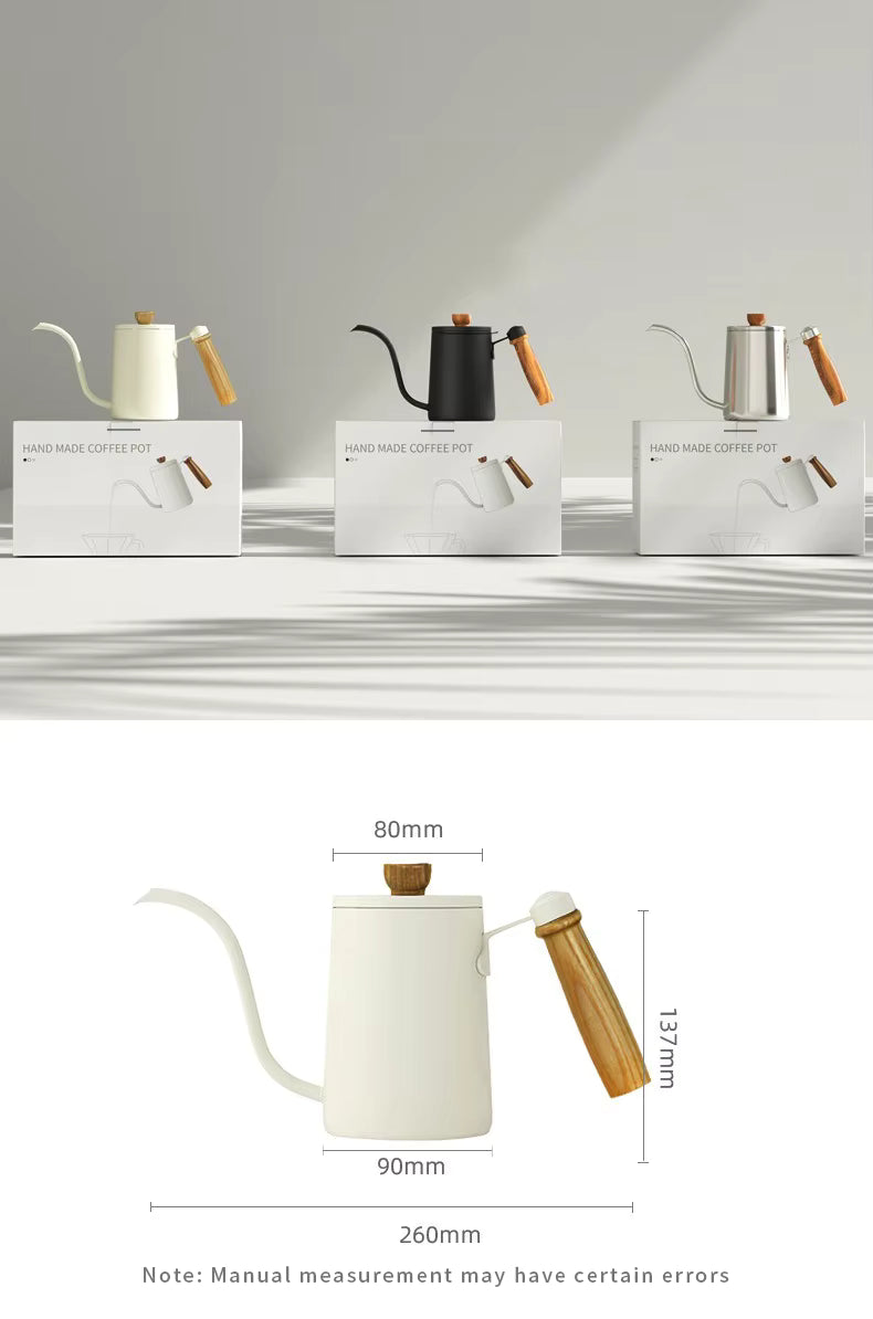 Pour Over Kaffeekessel – 600 ml Edelstahl-Handtropfkessel mit Holzgriff UK | NB-ZT2020