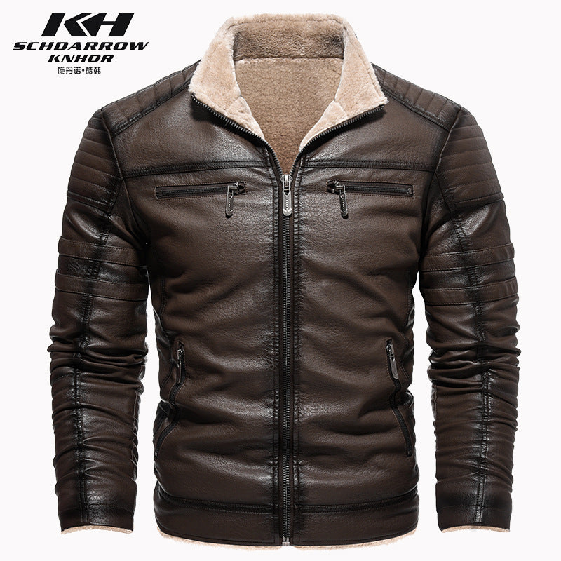 Winterlederjacke aus Europa und den USA, verdicktes Kunstpelz, Plüsch, Wärme, Retro-Simulation, Lederstrukturjacke | KH-209