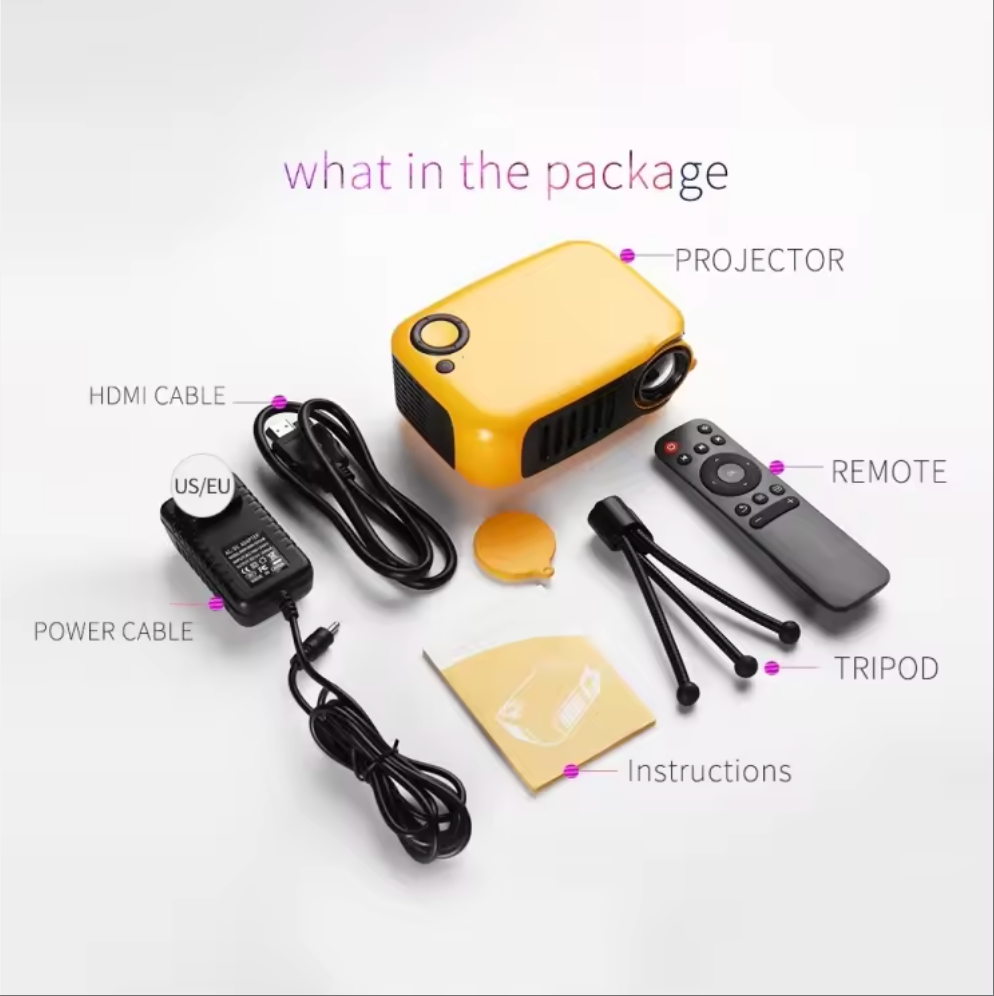 TRANSJEE Mini-Projektor – Tragbares intelligentes LED-Heimkino, mobiler Bildschirm im Taschenformat, LED-Projektor für Filme und Spiele | A2000