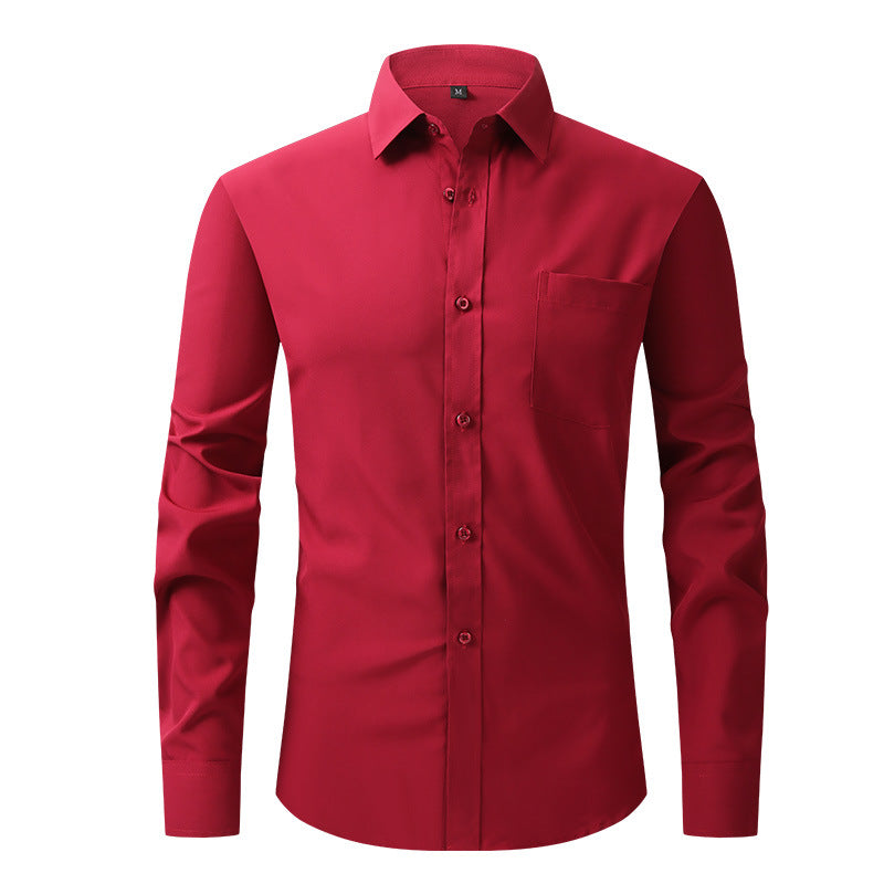 Herren Elastizität Formelles Hemd Langarm Hochzeit Slim Fit Bügelfreie Hemden Top | W7