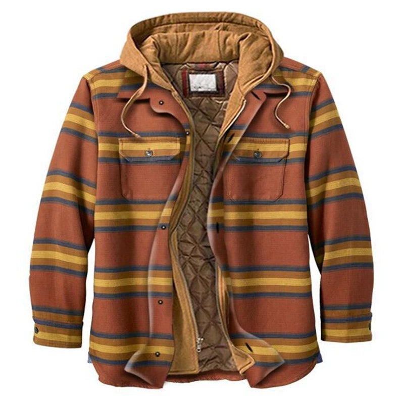 Herren-Flanelljacke mit Kapuze und Karomuster, leichte Thermo-Hemdjacke mit Reißverschluss für Herbst und Winter – gemütliche und weiche Oberbekleidung | SY0004