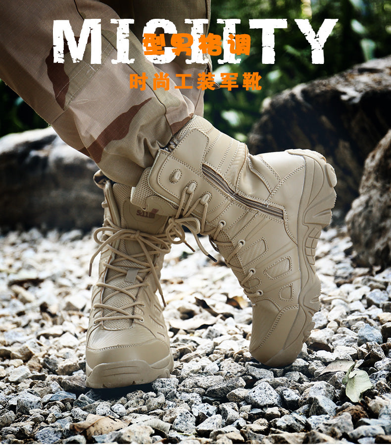 Militärische Kampfstiefel mit hohem Schaft, Sicherheitsschuhe mit seitlichem Reißverschluss | 067